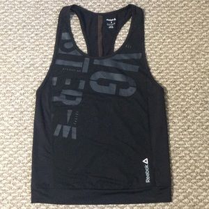 Black Reebok workout tank top with fitted bottom
